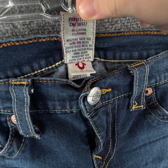 True Religion Jeans 32 (30x29) Casey USA Made Skinny Straight Stretch Blue Denim - Picture 14 of 16